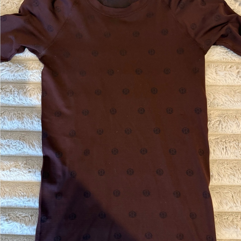 Lululemon Burgundy Logo-Print Long Sleeve Top – Size 6 - Picture 3 of 6